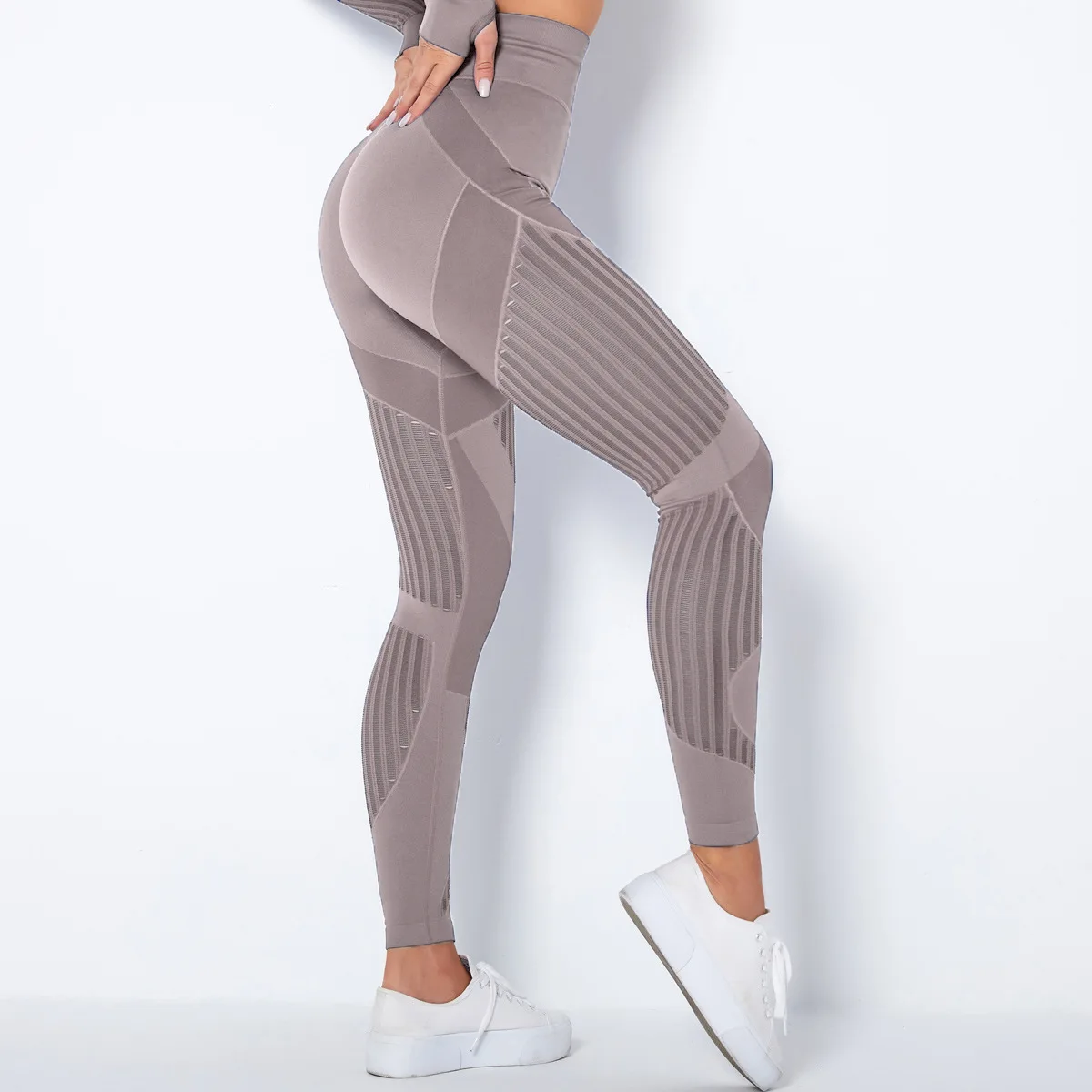 Tights Mesh Hole Hip-lifting Elastic Tight Body-building Base Shaping Sports Yoga Pants  detail