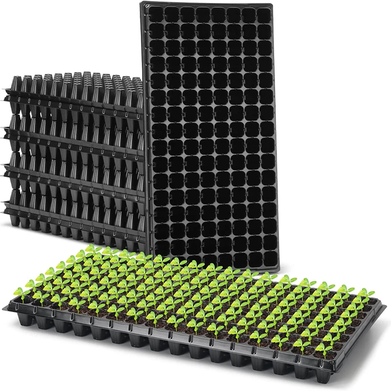 50 Tray Nursery Cell Seedling Trays Plastic Seed Plant Growing 200 Holes Nursery Pot Tray