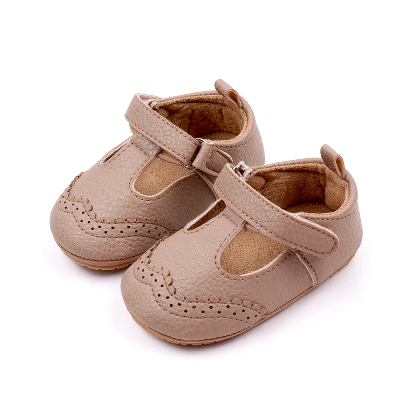 New British Style Pure Color Hollow PU Leather Baby Summer Simple Leisure Toddler Sandals details