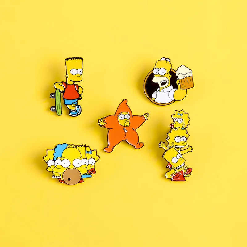 24 Styles in Stock Factory Directly Funny Animated Sitcom Simpsons Pin Badge Cartoon Alloy Metal  Simpson Enamel Pin