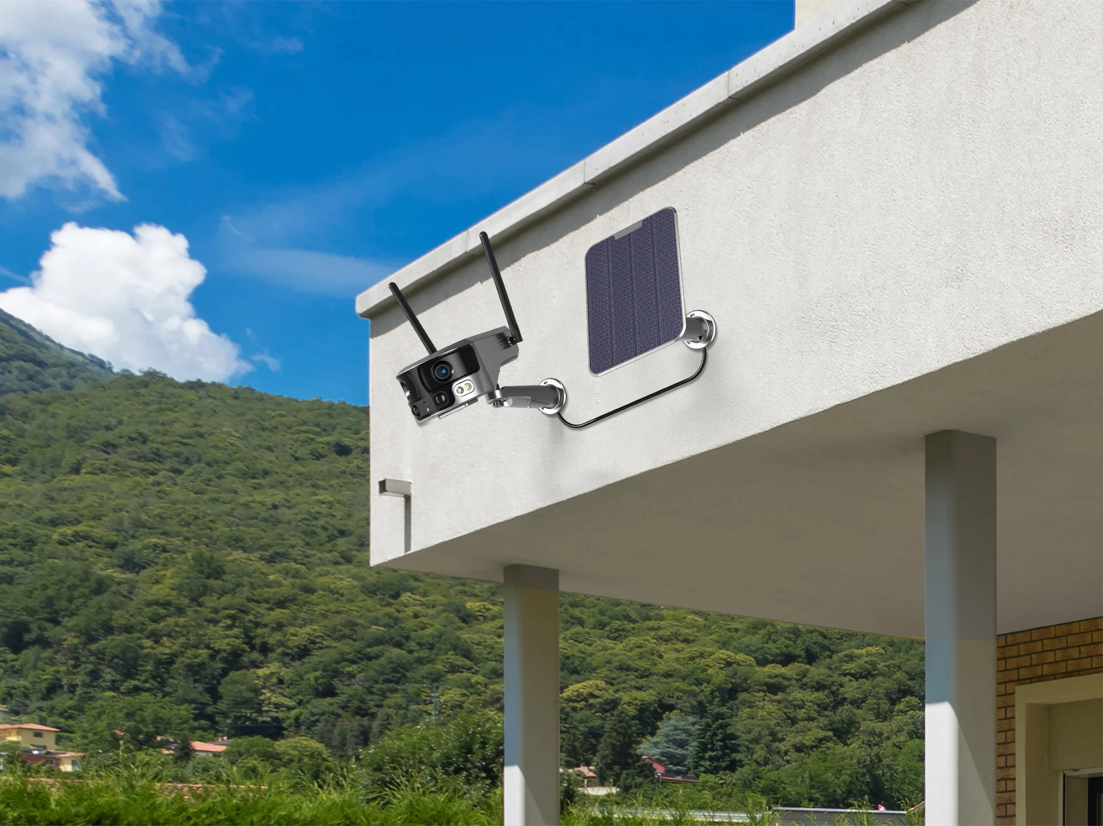 4G Dual-Lens Solar Camera with Night Vision & Motion Detection