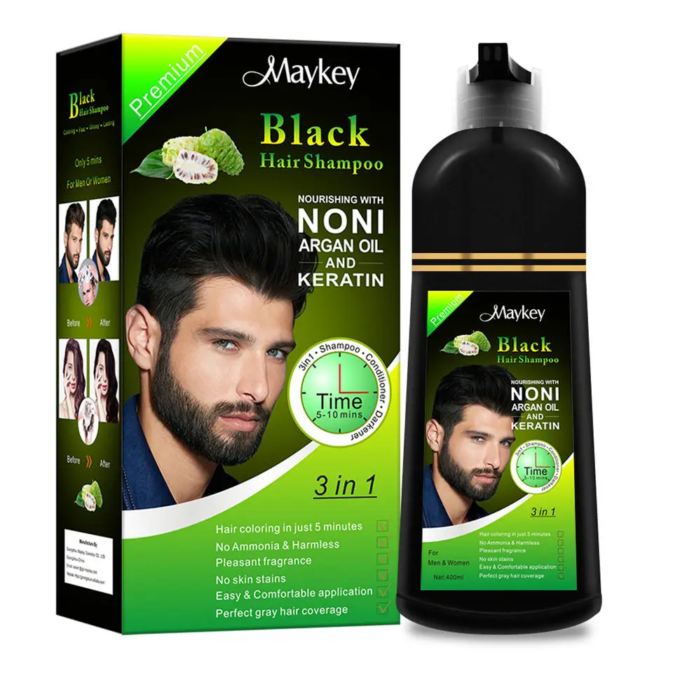 Maykey Home Use 400ml Instant Gray Root Coverage Hair Color  Cover up White Hair Colour Dye Shampoo