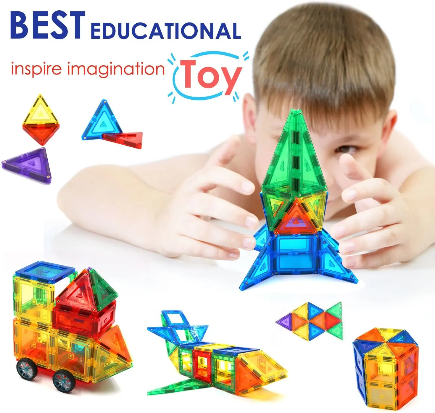YUQI 80PCS Building Blocks Magnet Building Tiles Magnetic Toys for Kids 3D Magnet Puzzles Stacking Blocks