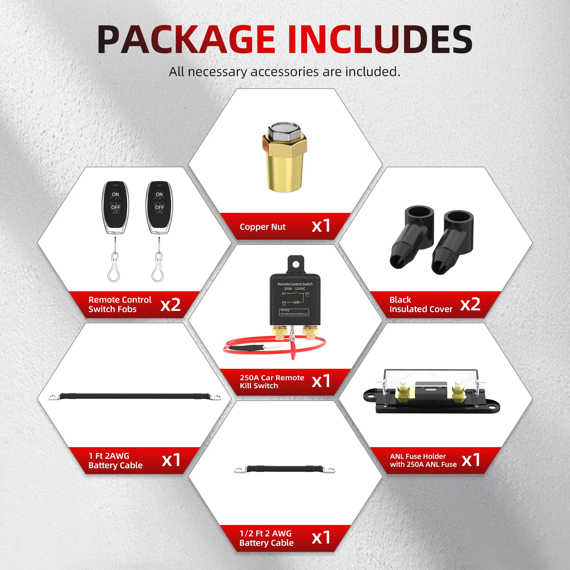Interrupteur De Déconnexion Batterie (Cut-off) 250A - Pour Voiture, Camion, Bateau - 12-24V - Coque ABS - À Bouton - 10