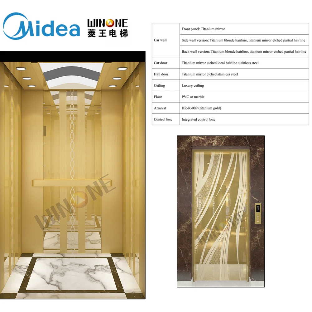 Midea Winone General Customized 450kg Modern Building Passenger Lift Elevator Price