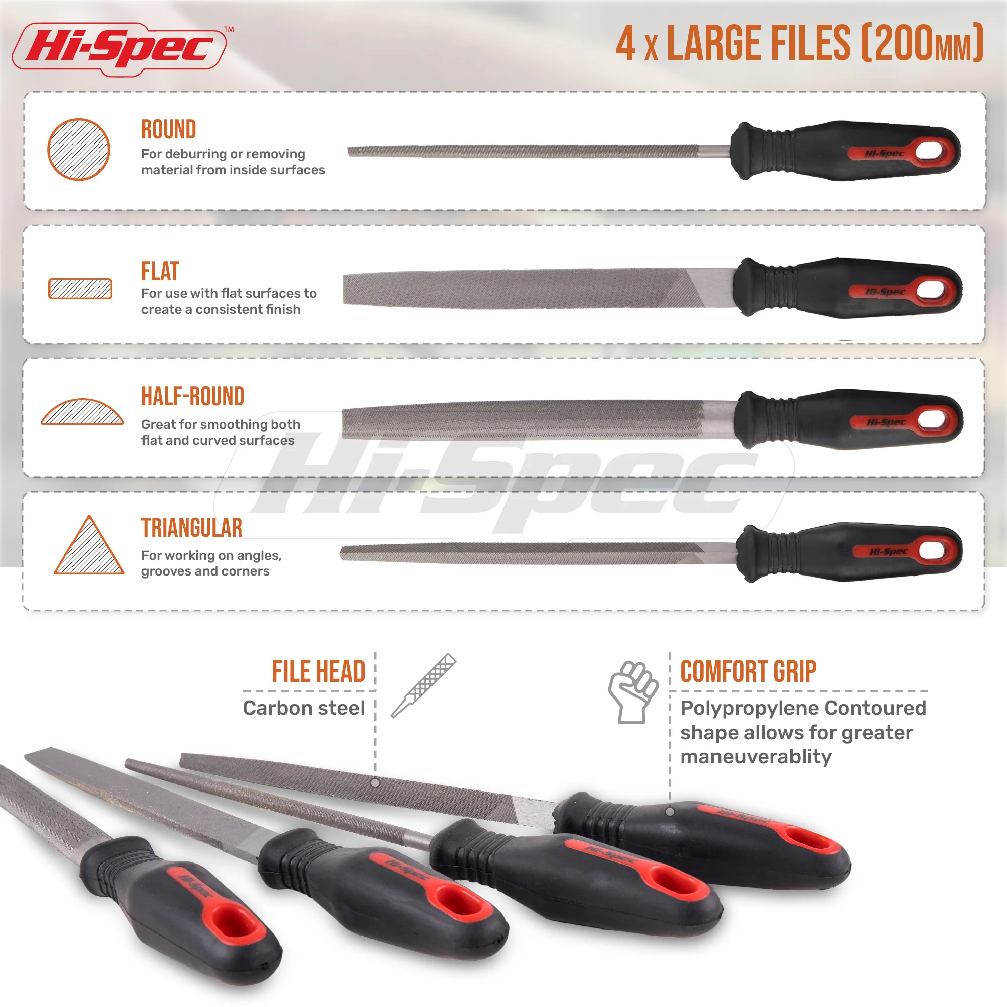 16pc Metal Hand & Needle Files Tool Set Kit. Large & Small Flat,Half,Round,Triangle Bastard Cut