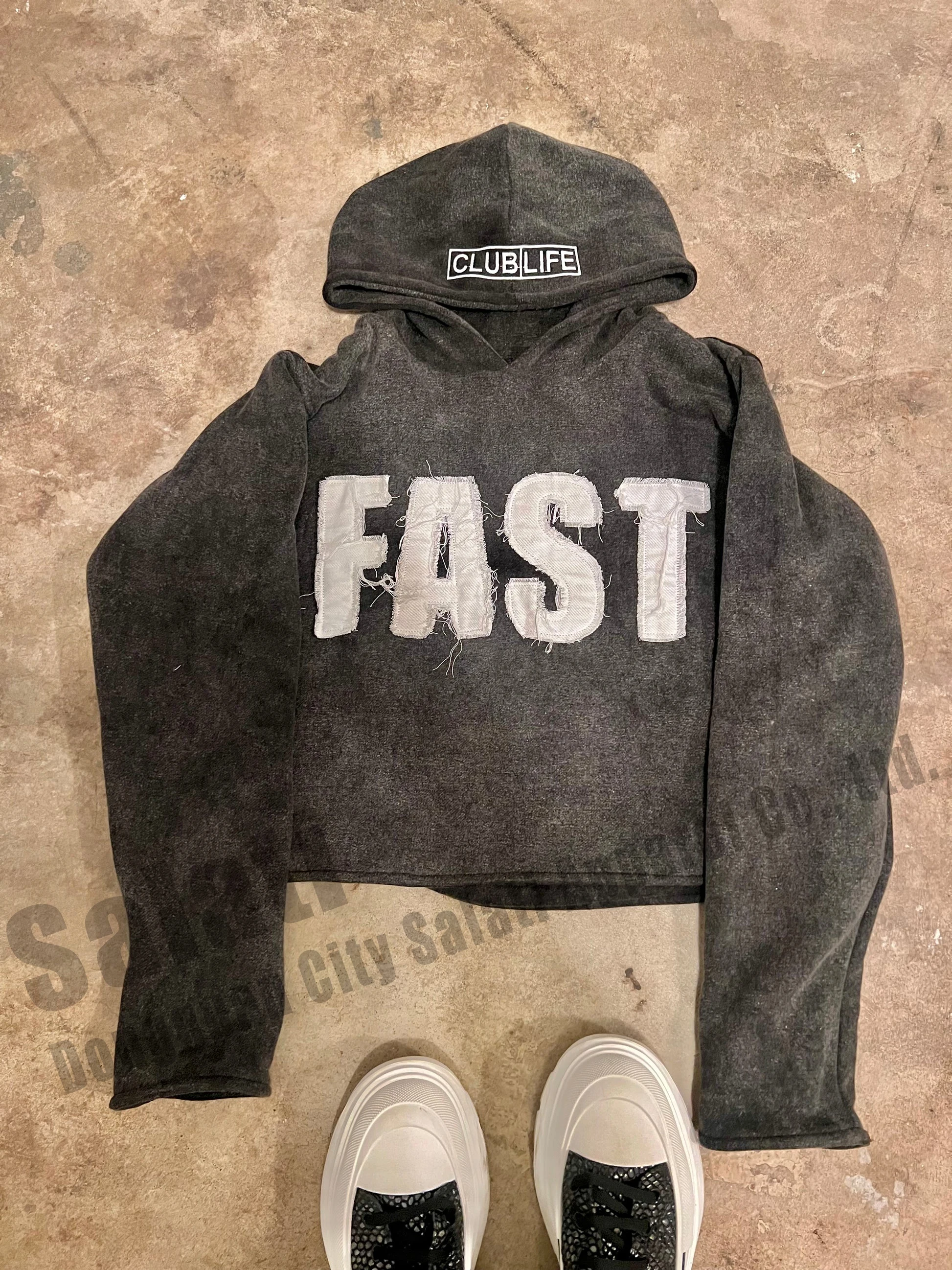 Pullover Sweatshirt Cotton French Terry Embroidery Patch Cropped Unisex Acid Wash Vintage Unisex Distressed Applique Hoodies Men gallery 7