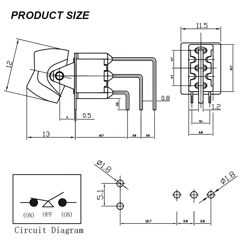 2a Rocker Switch 2A 250V Mini Rocker Toggle Switch ON-OFF-ON 3 PIN 3 Position High ...