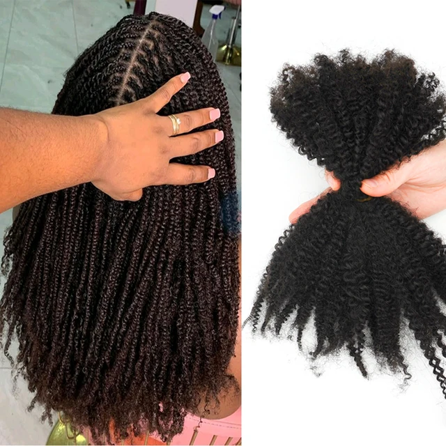 KAMA Wholesale 50g Afro Kinky Curly Virgin Human Hair Braids Double Weft Natural Black Indian Remy Hair Soft Hair Extension
