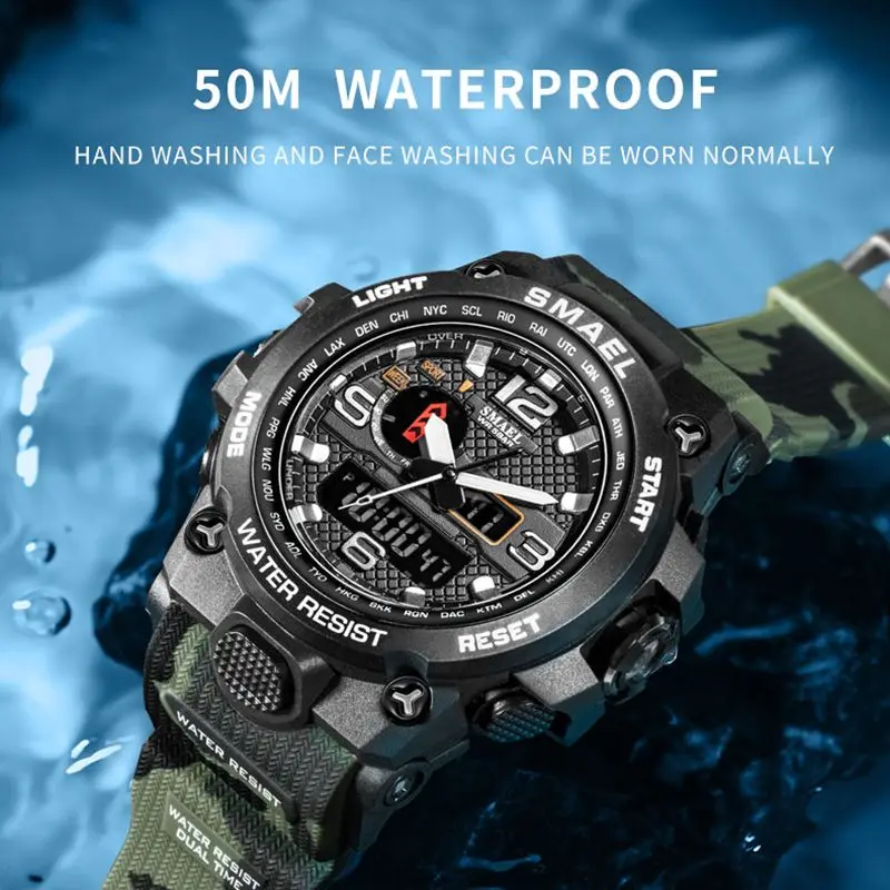 SMAEL 8008 Outdoor Sports Multifunctional Waterproof Luminous Men Watch(Fluorescent  Green)