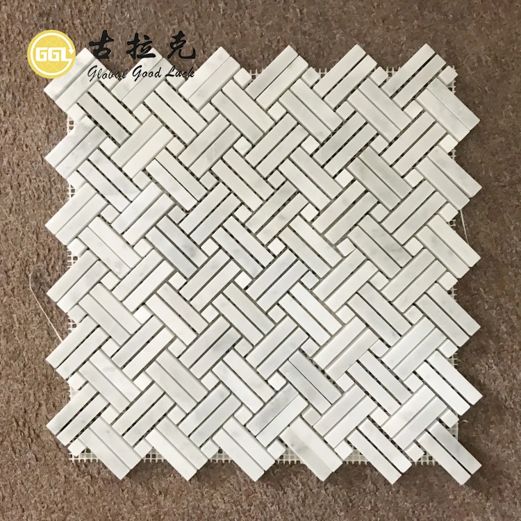 Carrara White Basketweave Mosaic Tile For Wall Floor Kitchen Backsplash