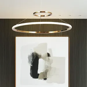 Minimalist Modern Simple Hanging Decorative Circle Ring Dining Gold Led Pendant Lighting