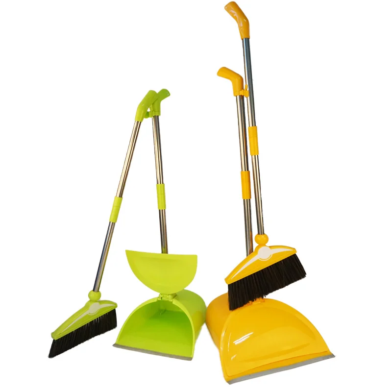 High Quality Durable Color Box Household Detachable Long Handle Plastic Broom and Dustpan Cleaning Tools