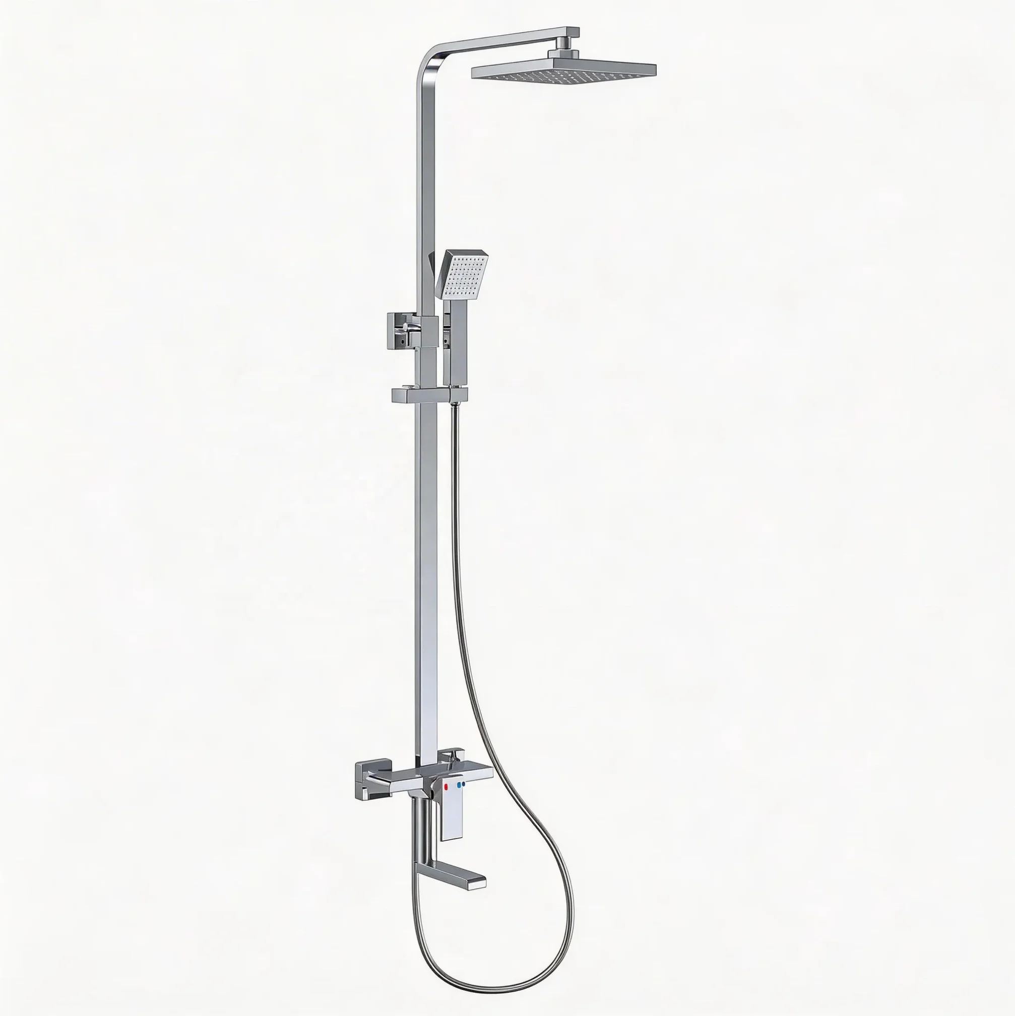 Chrome Plated Thermostatic Shower Set Brass Bathroom Rain Shower System with Slide Bar Zinc Alloy Handle Wall Mounted Mixer Tap