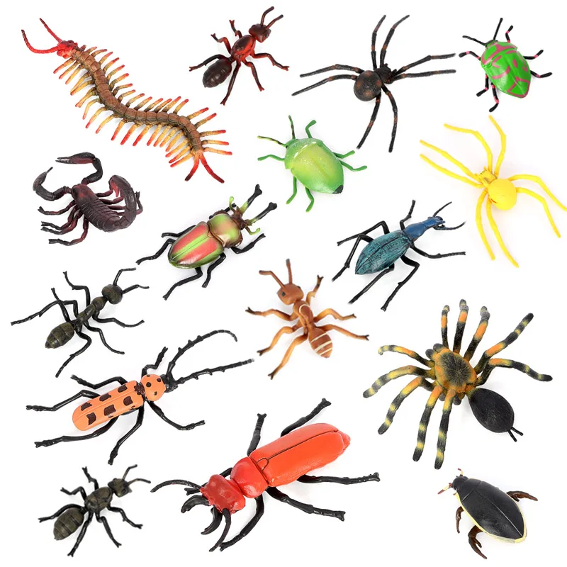 Wholesale Solid PVC Simulation Model Beetle Bee Spider Butterfly Insect Figurines Bug Animal Figurines Toys