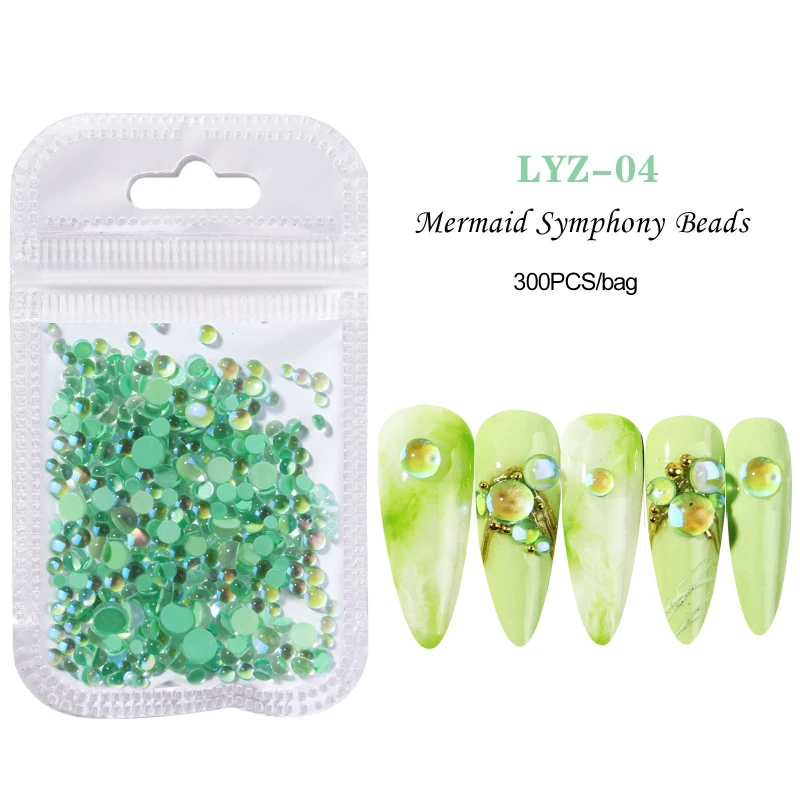 Nail Glass Beads Mermaid Symphony Rhinestones Flatback Mixed Size Nail Art  Gems Stones For Nail Crystal 3D Accessories