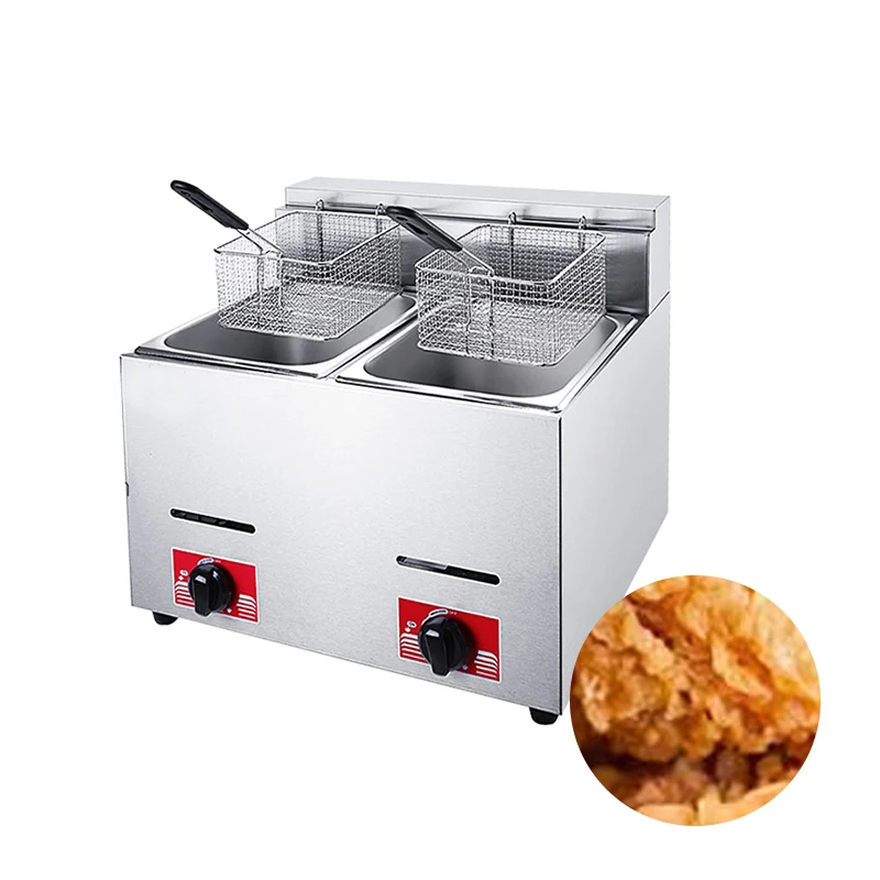 Double Tank 10L+10L Commercial Gas Deep Fryer