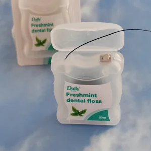 Daily Care Customized Logo Zero Waste 50m Vegan Bamboo Charcoal Dental Floss Waxed Smooth Dental Pick Floss with Cool Mint 750D