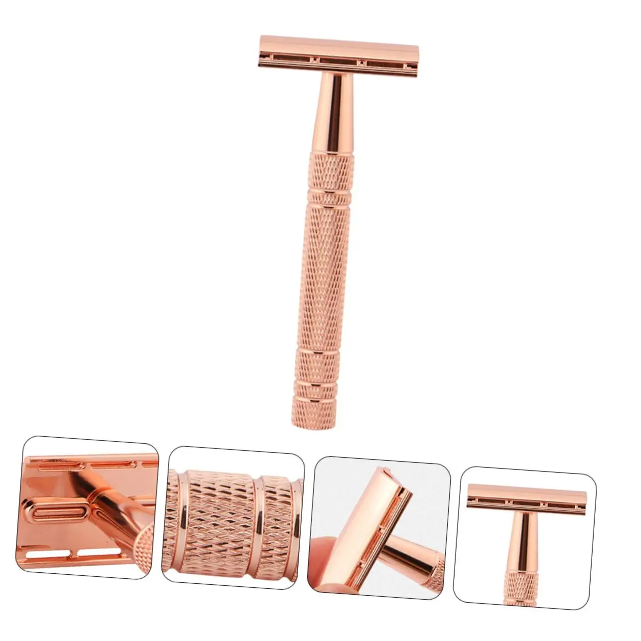 Customised Packaging Zero Waste Wet Shaver Rose Gold Black Metal Razor ...