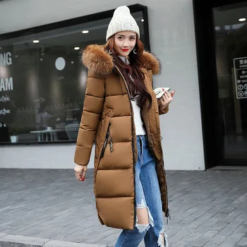 2021 New Women Winter puffer jacket ladies warm hooded cotton-padded coat women slim zipper Parkas women Long Down Jacket
