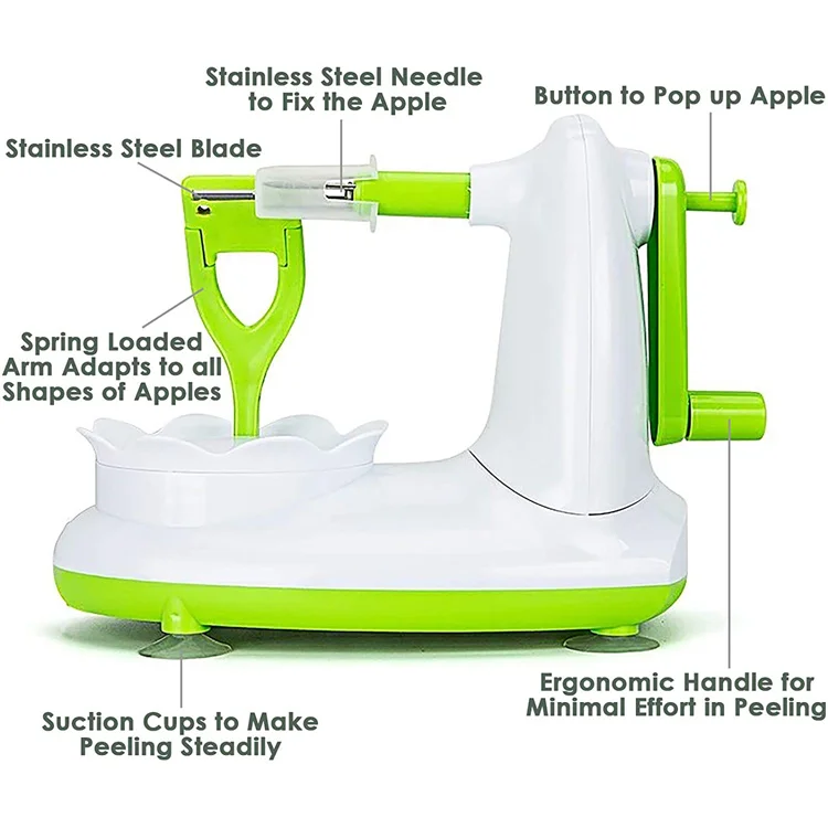 Apple Pear Peeler,Multi-Function Fruit Peeler,Rotary Mango/Potato Peeler  Corer, Peel Safely and Quickly, with Fruit Cutter & Fruit panel,Peeling a