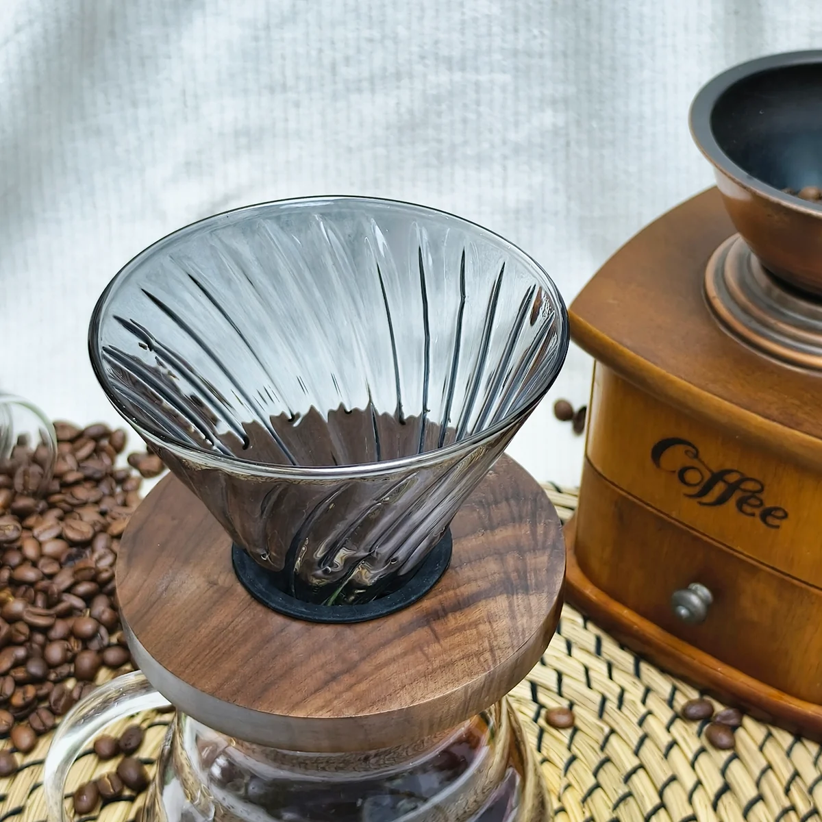 Soaking Adjustable Drip Cup with Silicone Plastic Holder Clear Coffee Filter Manual Coffee Sets High Borosilicate Glass