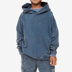 Winter Autumn Streetwear Custom Logo Cargo Sweatpants and Hoodie Set Acid Washed Kids Boy Clothing Set