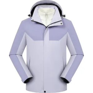 Custom Logo Three-In-One Detachable Fleece Winter Jacket Woven Zipper Stand Collar Waterproof Outdoor Workwear Two-Piece Set