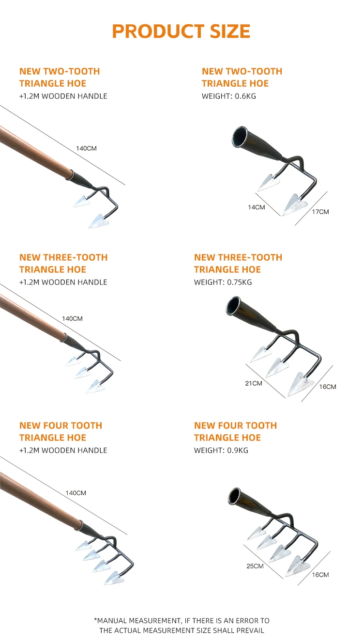 product high quality custom agriculture tools farming  hoe  garden tool  four teeth triangular hoe-3