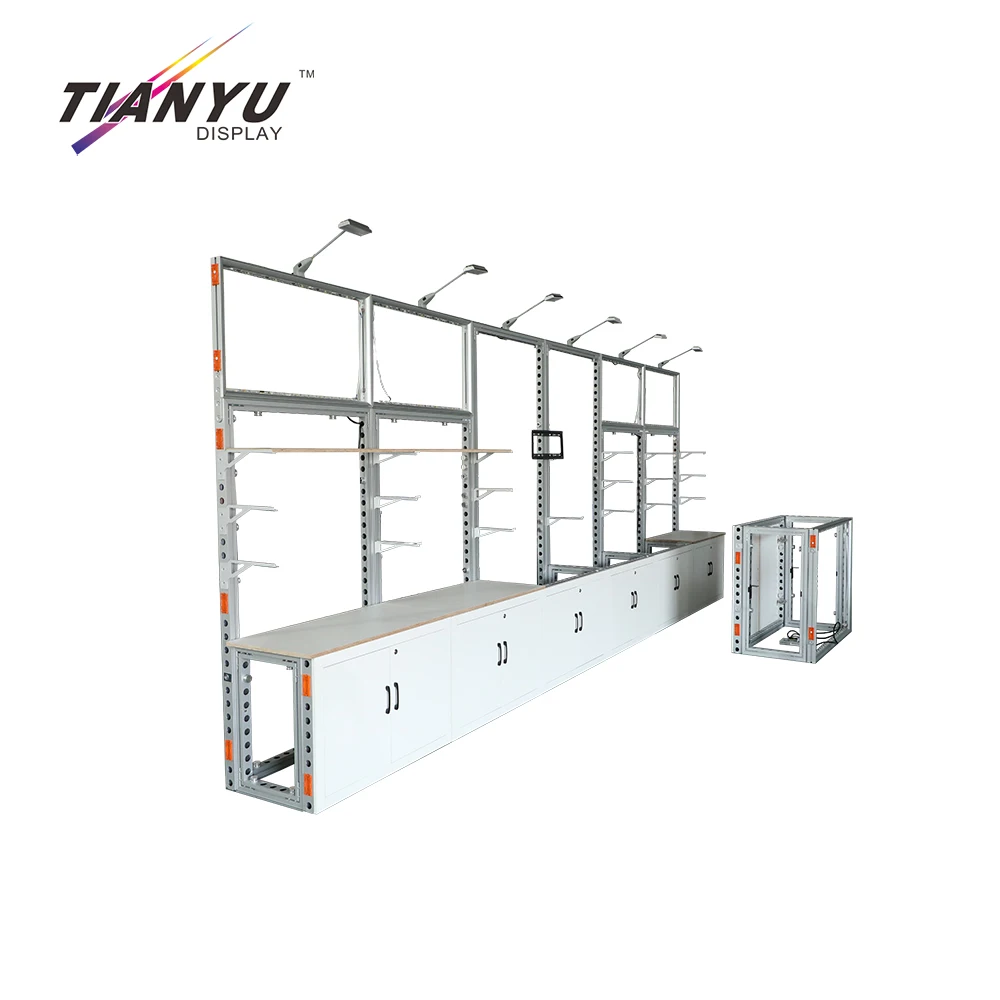 Tianyu Aluminium Profile Big Trade Show Exhibition Booths Portable Folding Modular Exhibition Booth Shelf Display Stand