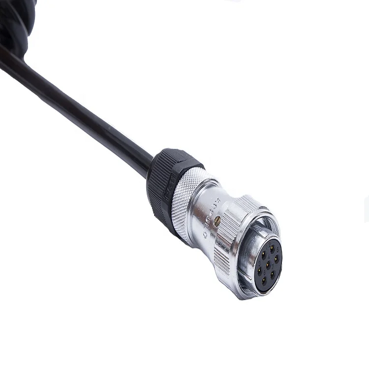 Waterproof metal head electrical aviation plug 7 pin trailer cable 7 core trailer cable spiral cable for truck and trailer