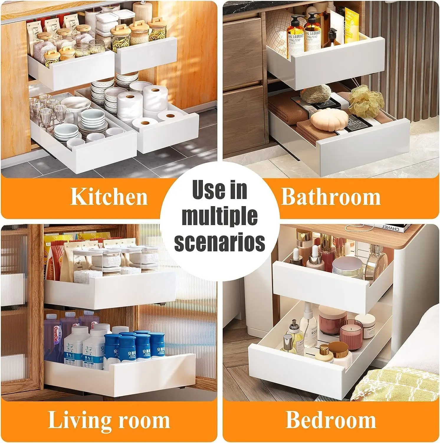 Extendable Kitchen Slide Out Sliding Under Sink Organizer Pull Out Cabinet Organizer Customize Carton Box Multifunction ISO ROHS