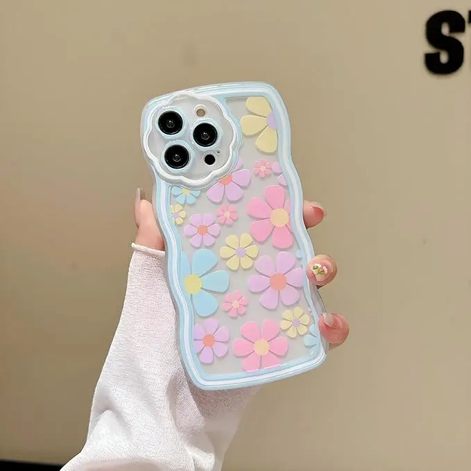 Laudtec Cute Flower Pattern Mobile Phone Case for iPhone16 promax Flower Wrist Strap Design Soft TPU Shock Protection Case details