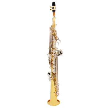 SLADE B-flat soprano saxophone gold silver dual color saxophone for beginners majoring in playing straight saxophone instruments