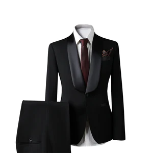 Men's Classic Slim Fit Single Breasted Wedding Suit Set Korean Style Groomsmen Outfit Performance Costume Button Anti-Wrinkle