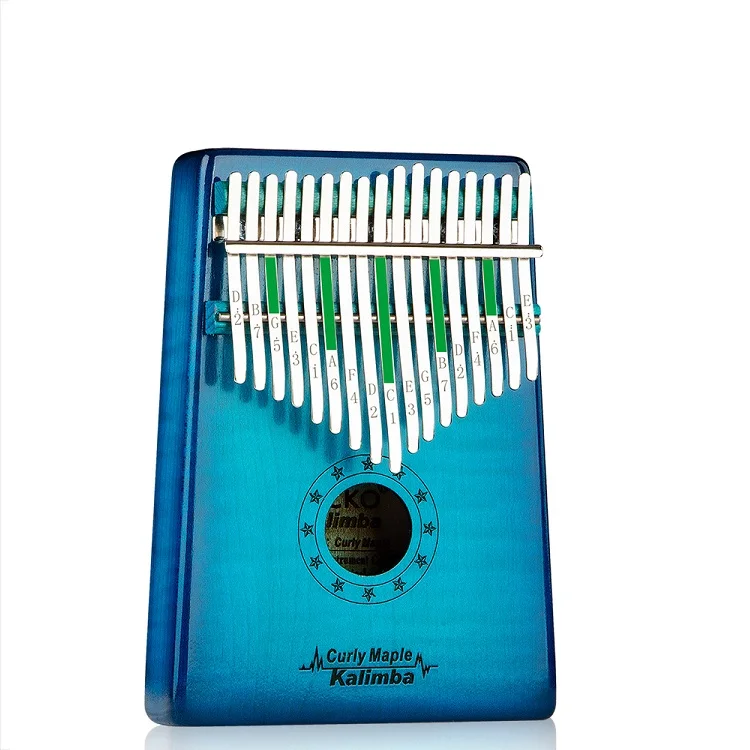 Gecko MC-BL Kalimba Blue Solid Tiger Stripe Maple Kalimba Thumb 
