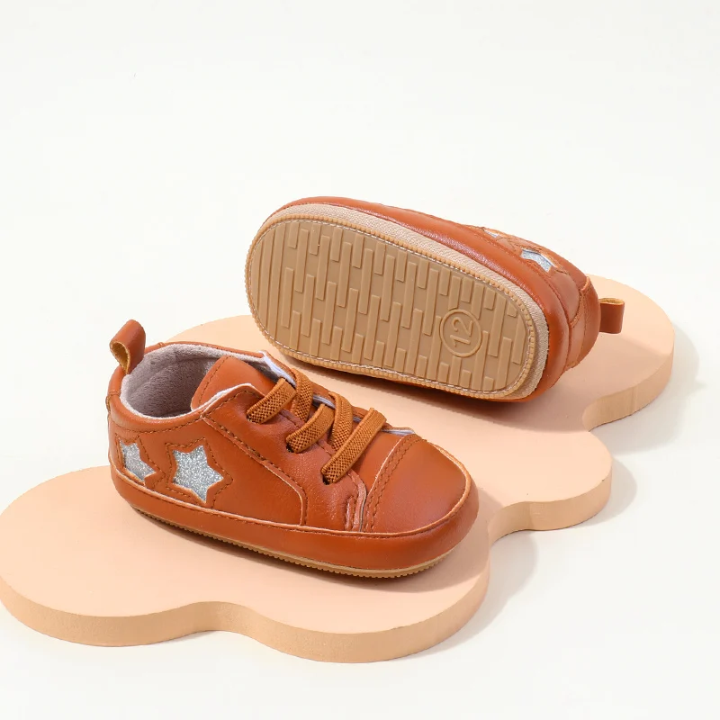 Wholesale New Arrival Anti-Slip TPR Soft PU Baby Dress Shoes with Flat Outsole for Boys and Girls Tollder Baby Walking Shoes details