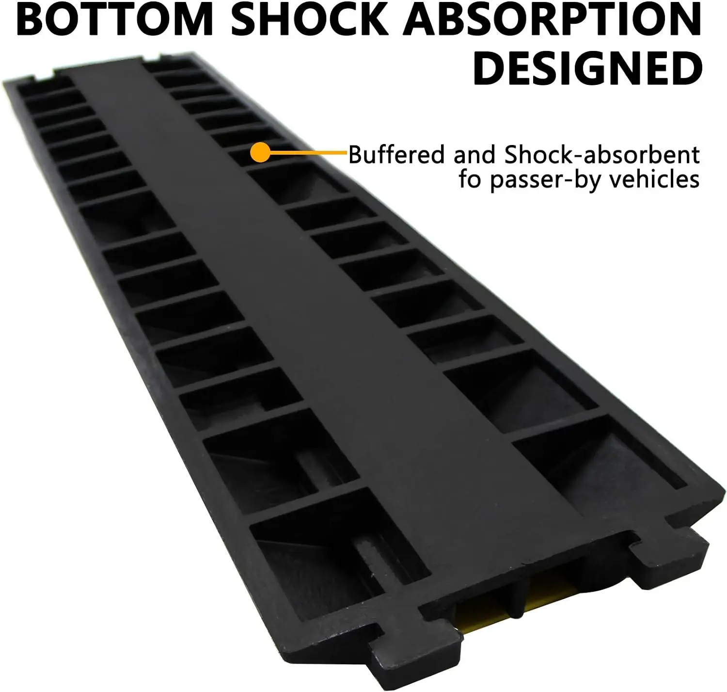9-Foot Speed Bump Cable Protector – HDPE Yellow Cable Guard With Anchor Spikes (2-Pack, 18ft Total) - View #2