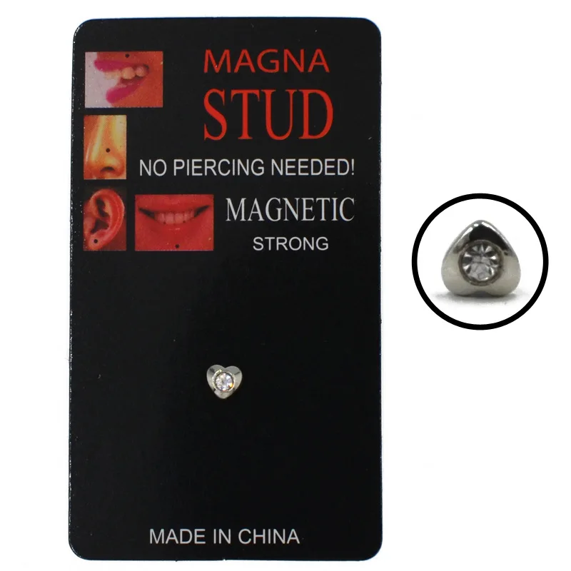 Go Party Body False Nose Rings Non Piercing Surgical Stainless Steel Ear Bone Nail Clip Crystal Magnetic Lip Nail Clip Stud Ring