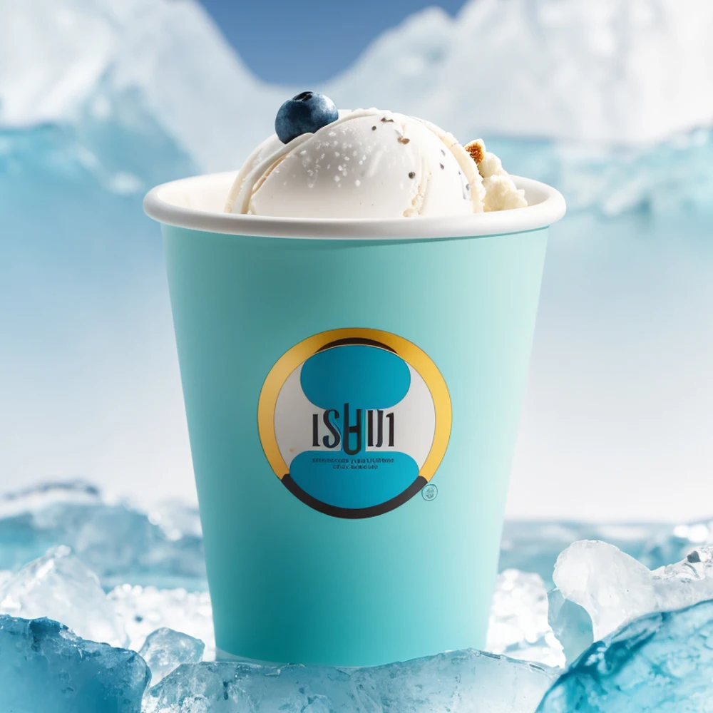 High Quality Ice Cream Paper Cup Custom Logo Printed Single Wall Paper Container With Flat Lid Takeaway Gelato Cup