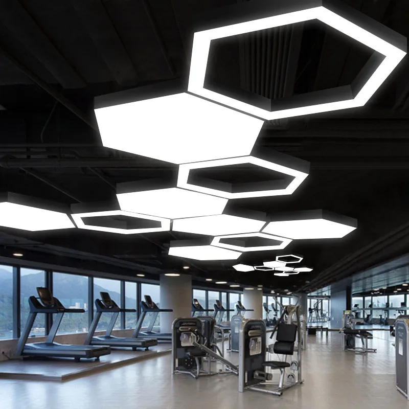 Restaurant bar Home Decoration LED Batten Linear Pendant Luxury Chandelier Office Ceiling Hexagonal Linear Light for Living Room