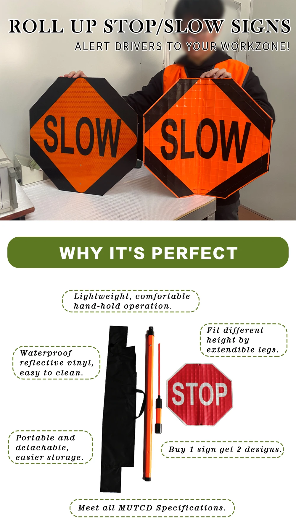 Roll-Up Stop/Slow Signs