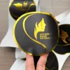 Black with gold foil logo