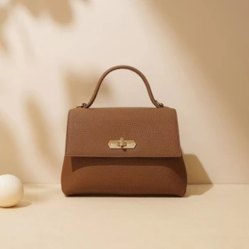 2024 Women's Luxury Hobo Tote Bags Fashion Lychee Pattern Genuine Leather Satchels High Quality Messenger Handbags for Ladies