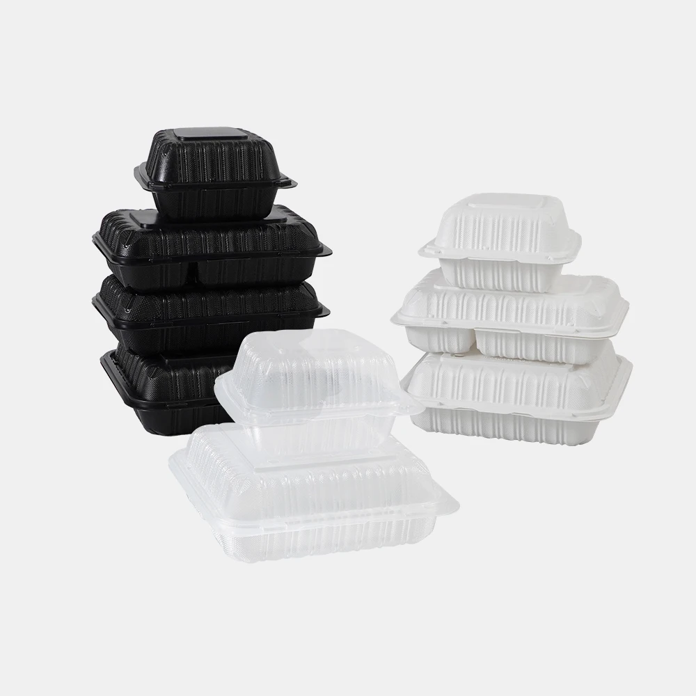 Factory Mfpp Reusable Microwave Safe Plastic Takeout Box Clamshell Design Disposable Lid Party Takeaway Food To-Go Containers