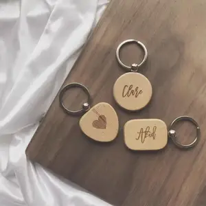 High Quality Customizable Logo Eco-Friendly Bamboo Wooden Keychain Popular with UV Printing