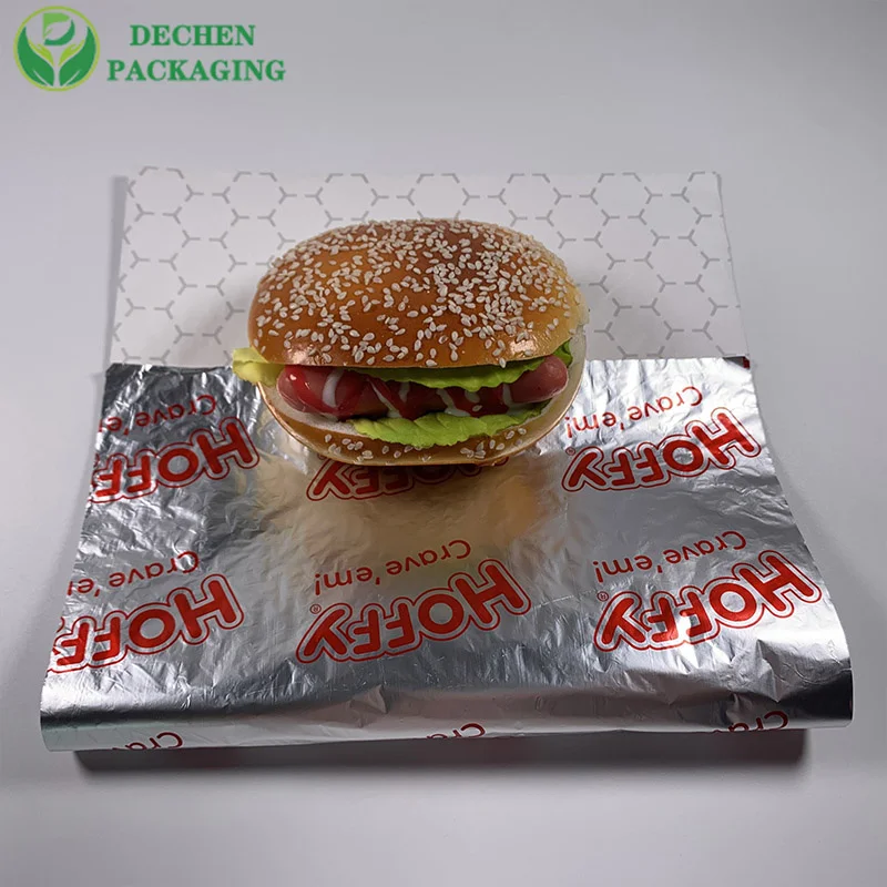 Papel sándwich de papel de aluminio, papel de embalaje de hamburguesa, papel de aluminio