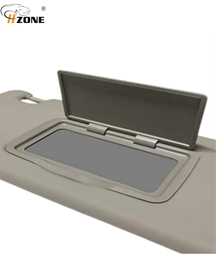 Gray Car Sun Visor With Mirror For Chevy Sonic, Matiz, Spark - PVC Foam, Blocks Glare, Easy Replacement