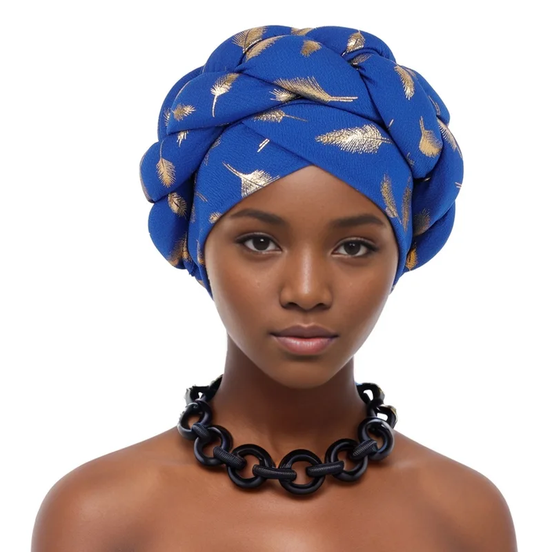 Wholesale Gold Foil Hair Plain Stretchy African Head Wraps display picture 2