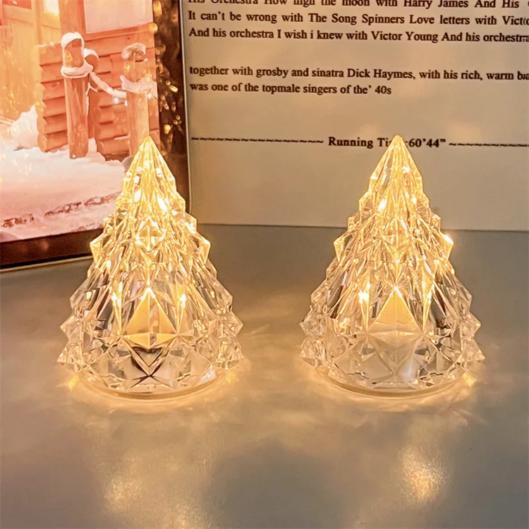 Glass Christmas Tree Tabletop Christmas Tree Lights for Table Top Desk Classic Series Christmas Decoration